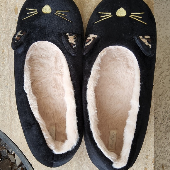 Gara Tia Black Cat Slippers with Ears and Whiskers Size 40/41 Or 9/10 - Picture 4 of 9